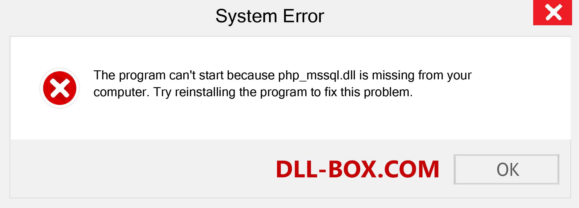  php_mssql.dll file is missing?. Download for Windows 7, 8, 10 - Fix  php_mssql dll Missing Error on Windows, photos, images