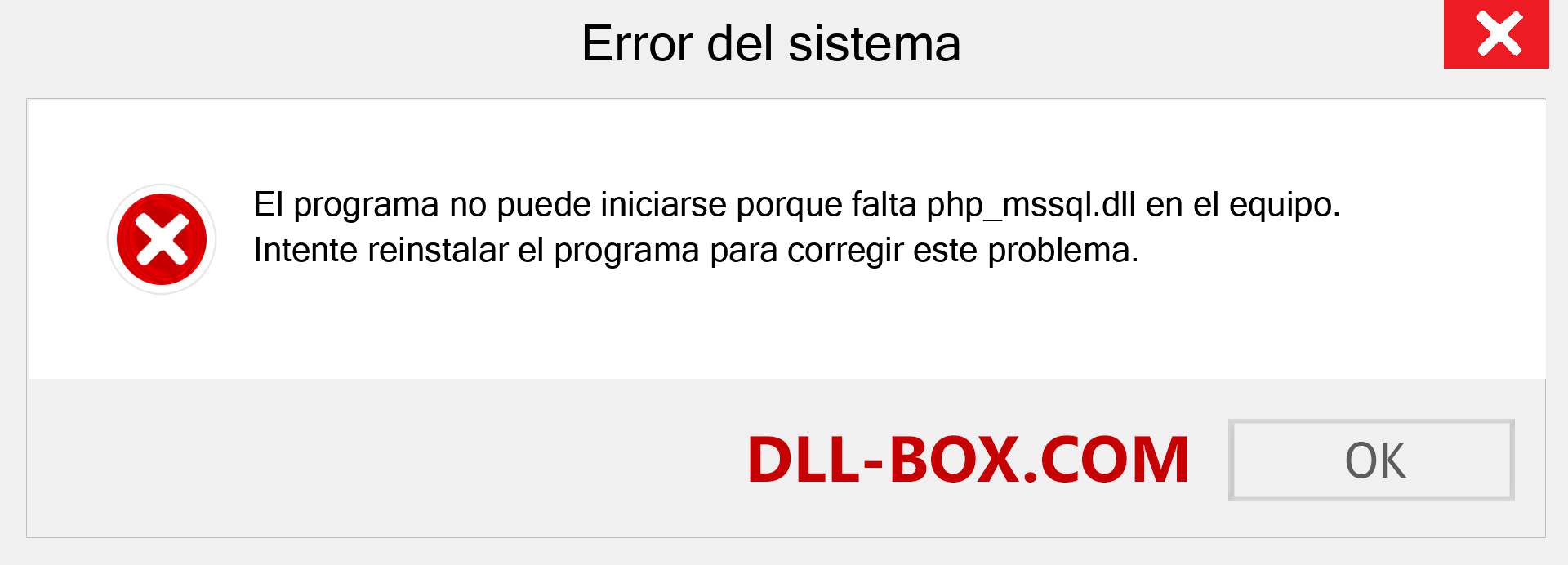 ¿Falta el archivo php_mssql.dll ?. Descargar para Windows 7, 8, 10 - Corregir php_mssql dll Missing Error en Windows, fotos, imágenes